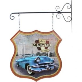 Resim Tam İthalat Dekoratif Çift Yönlü Car Trip Temalı Ferforje Askı 