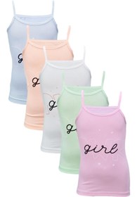 Resim Onurel 5'li Pwrgirl Baskılı Kız Çocuk Ip Askılı Renkli Atlet 
