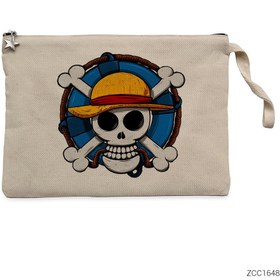 Resim One Piece Skull Krem Clutch Astarlı Cüzdan / El Çantası - Krem 