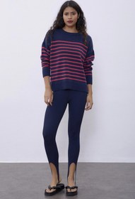 Resim Lacivert Ayak Bantlı Triko Tayt SWP4454LA 