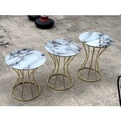 Resim Brc KUM SAATİ Zigon 1032 Beyaz Mermer Desen Metal transmisyon Çelik GOLD Renk Kaplama El Yapımı 