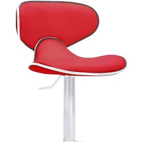 Resim Bürocci Zen Bar Taburesi - Kırmızı Modern Deri Metal Ataklı Yüksek Tezgah Sandalyesi - 9549s0511 Kırmızı 