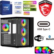 Resim MSI Gaming Pc Ddr5 – Rtx 5060Tİ 16GB – Intel I9 14900KF – 32GB – 64GB Ram – 1 Tb M.2 SSD – Sıvı Sogutmalı – Windows 11 Pro Masaüstü Bilgisayar 
