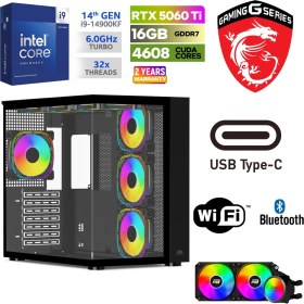 Resim MSI Gaming Pc Ddr5 – Rtx 5060Tİ 16GB – Intel I9 14900KF – 32GB – 64GB Ram – 1 Tb M.2 SSD – Sıvı Sogutmalı – Windows 11 Pro Masaüstü Bilgisayar 
