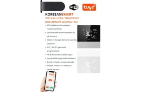 Resim Koresan Wifi Tuya Fancoil Akıllı Oda Termostatı Dokunmatik Ekranlı T100 