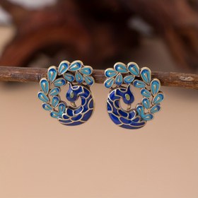 Resim Günlük Kullanım ve Tatil Hediyeleri İçin Uygun Bohem Tarzı Yaratıcı Sevimli Mavi Tavuskuşu Tasarımlı Kadın Küpeleri 