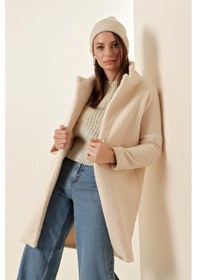 Resim Bigdart 9082 Oversize Kaşe Kaban - Ekru 001 