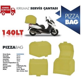 Resim Motosiklet Pizza Taşıma Çantası 140 Litrelik Sarı 
