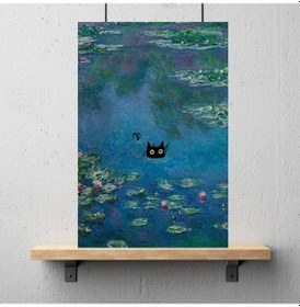 Resim Claude Monet Nilüferler Kara Kedi Posteri Çerçevesiz 