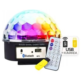 Resim Derin Stok Ledx GM-0803B Sihirli LED Dönen Disko Topu Hoparlör Kablosuz Usb/mp3/bluetooth Kumandalı 360 Derece 