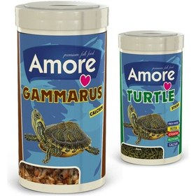Resim Amore Gammarus 1000ml ve Turtle Sticks 250ml Kutu Kaplumbağa Yemi 