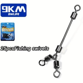 Resim 25 Adet Ağır Hizmet Tipi Paslanmaz Çelik Tuzlu/Tatlı Su 3 Yönlü Balıkçılık Döner Bağlantı Parçaları - 360° Dönebilen - Spinner Bej (Siyah Renk) - Monofilament, Örgülü Misinalar, Yemler, Kancalar ve Ağırlıklarla Uyumlu - Derin Deniz, Levrek, Alabalık için 