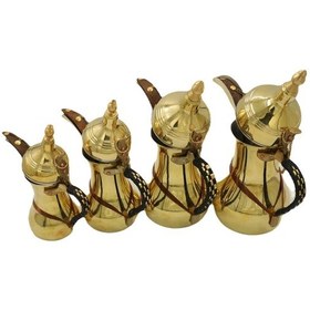 Resim Sarı Bakır 4'lü Mırra Cezve Seti 