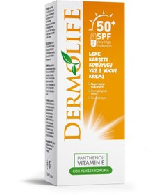 Resim Dermolife Güneş Kremi Leke Karşıtı Koruyucu Yüz & Vücut İçin SPF50 100 ml 