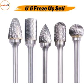 Resim Freze Uç Törpü Kalıpçı Metal Demir Ahşap Plastik Taş Oyma Makinesi Ucu 5'li Uç Seti Matkap Uyumlu 