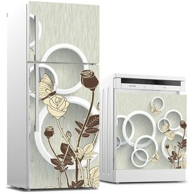 Resim Buzdolabı Ve Bulaşık Makinası Beyaz Eşya Sticker Kaplama 3D Çiçek (540887092) 