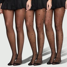 Resim Kadınlar için Kalp Desenli Şeffaf Tayt - Poliamid Karışımı, Kumaş, Tüm Mevsim Giyim, Elde Yıkanabilir, Moda Çorapları|Moda Çorapları|Esnek Malzeme 