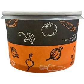 Resim yorulmaz ambalaj 50 Adet 16 Oz Karton Kağıt Aşure - Çorba - Tatlı - Yemek Kasesi | Plastik Kapaklı | Sızdırmaz | 