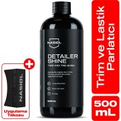 Resim Nasiol Detailershine Trim ve Lastik Parlatıcı/Yenileyici Jel ve Sünger-500ml-Ultra Parlak ve Islak Görünüm 