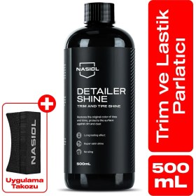 Resim Nasiol Detailershine Trim ve Lastik Parlatıcı/Yenileyici Jel ve Sünger-500ml-Ultra Parlak ve Islak Görünüm 