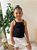 Resim BAHNUR Siyah Ribana Bebek Krop Üst Bluz 