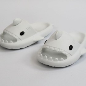 Resim Afrodit Giyim Köpekbalığı Beyaz Unisex Tam Ortopedik Terlik Shark Slides Cocuk 