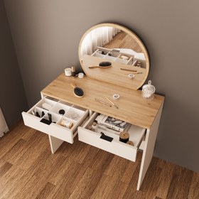 Resim Bimossa A20 Flora Çekmeceli Makyaj Masası - Meşe - Kumtaşı 