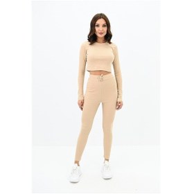 Resim Koza Butik Kadın Kaşkorse Crop Tayt Takım 3727-23 001 