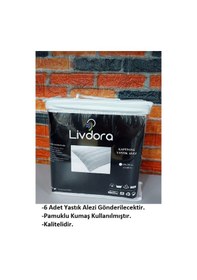 Resim Livdora Kapitoneli 6lı Pamuklu Yastık Alezi, Koruyucu 50x70 