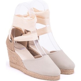 Resim Star Tombis Gerçek Elişi Ipli Bej Hasır Dolgu Topuk Keten Hasır Espadril Handmade Bej 