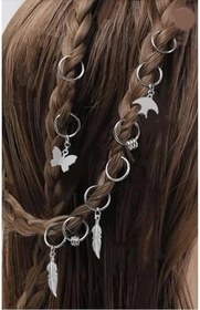 Resim 10 Adet Gümüş Bohem Kelebek Saç Küpesi, Toka Seti, Saç Aksesuarı, silver3 