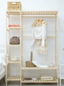 Resim Hazel Mobilya Açık Gardrop 148x96x35cm Ahşap Raflı Elbise Askılığı Hera-xl2f Konfeksiyon Askılık 