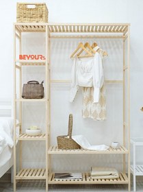 Resim Hazel Mobilya Açık Gardrop 148x96x35cm Ahşap Raflı Elbise Askılığı Hera-xl2f Konfeksiyon Askılık 