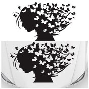 Resim Sones D-956 Kelebek Kız Desenli Araba Modifiyeli Dekoratif Etiket Siyah 