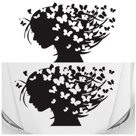 Resim Sones D-956 Kelebek Kız Desenli Araba Modifiyeli Dekoratif Etiket Siyah 