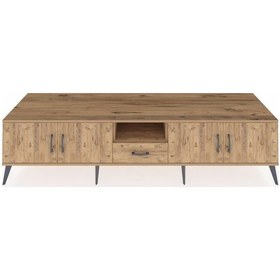 Resim Kronos Tv Ünitesi 3 Raflı Tek Çekmeceli 4 Kapaklı 220x59x51 Çam-çam Atlas Çam/atlas Çam - Atlas Çam 