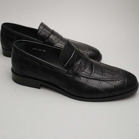 Resim Gondol Erkek Hakiki Deri Klasik Siyah Croco 44 Ttx.141 