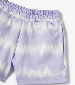 Resim Koton Beli Lastikli Mini Şort Rahat Kesim Batik Görünümlü Cep Detaylı Lila Desenli 4skg40100ak Lila 