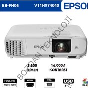 Resim Epson EB-FH06 1920X1080 Full HD 3500 Lümen UHE 16.000:1 HDMI+USB/VGA Projeksiyon Cihazı V11H974040 