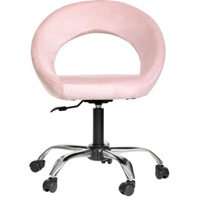 Resim Markaelz Krom Metal Ayaklı Ofis Çalışma Sandalyesi Raton Pembe 