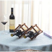Resim Tongdashop 1 Adat Katlanır 6 Bölmeli Ahşap Şarap Şişesi Saklama Rafı - Charcoal Black, 3 Şişe 
