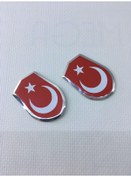 Resim Küçük Oval 45 35mm Türk Bayrak 2'li 