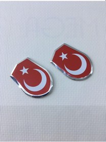 Resim Küçük Oval 45 35mm Türk Bayrak 2'li 