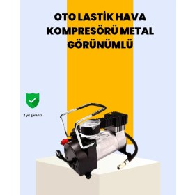 Resim VeraGlobe Buğz Araç Çakmak Girişli Metal Hava Kompresörü 10A Güçlü Motor 