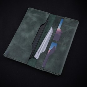 Resim minimal X Long Telefon Cüzdanı - Gerçek Deri ve El Yapımı - Minimalist Tasarım - Okyanus Yeşili 