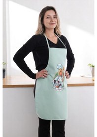 Resim Siyah Chef Leke Tutmaz Kumaş Mutfak Önlüğü Yeşil 