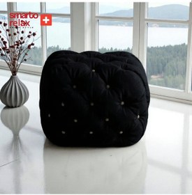 Resim Smarto Relax Puf Zinal Ayaksız Kapitoneli Kare 45x45 Cm Siyah Siyah 