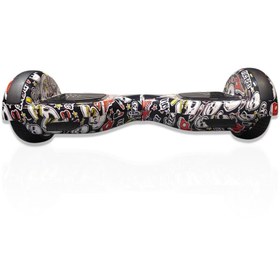 Resim CityMate Elektrikli Kaykay Scooter Hoverboard 6.5 Inch Siyah Beyaz Desenli Akıllı Dengeli -d14 