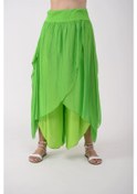 Resim Kadın Asimetrik Kapaklı Ipek Şalvar Pantolon-8775 Yeşil 