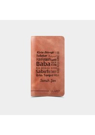 Resim Guard Leather Babaya Hediye Telefon Girişli Antik Taba Deri Cüzdan 